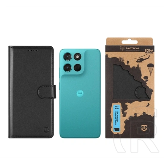 Tactical Motorola Moto G57 Power 5G field notes tok álló, bőr hatású (flip, asztali + bankkártya tartó) fekete
