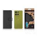 Tactical Motorola Moto G86 5G field notes tok álló, bőr hatású (flip, asztali tartó, bankkártya tartó, prémium) fekete