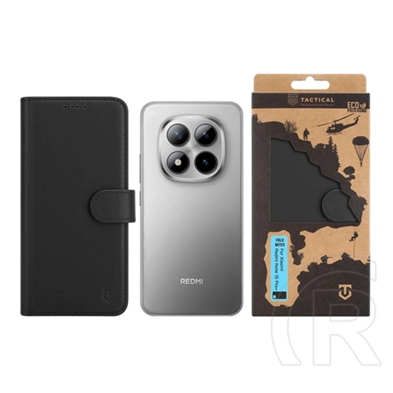 Tactical Poco M8 Pro  field notes tok álló, bőr hatású (flip, asztali tartó, bankkártya tartó, prémium) fekete