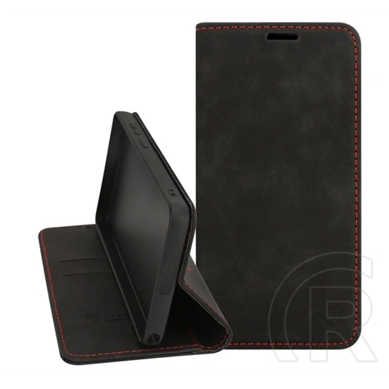Tactical Poco M8 Pro  xproof tok álló, bőr hatású (flip, asztali tartó, koptatott bőr minta, prémium) fekete