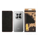 Tactical Poco M8 Pro  xproof tok álló, bőr hatású (flip, asztali tartó, koptatott bőr minta, prémium) fekete