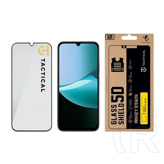 Tactical Redmi 15C 5G  glass shield privacy stealth 5d képernyővédő üveg (5d, 0.33mm, 9h, betekintés védelem) fekete