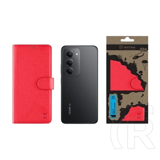 Tactical Redmi 15 4G  field notes tok álló, bőr hatású (flip, asztali tartó, bankkártya tartó, prémium) piros