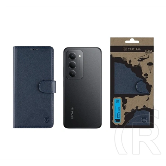 Tactical Redmi 15 4G  field notes tok álló, bőr hatású (flip, asztali tartó, bankkártya tartó, prémium) sötétkék