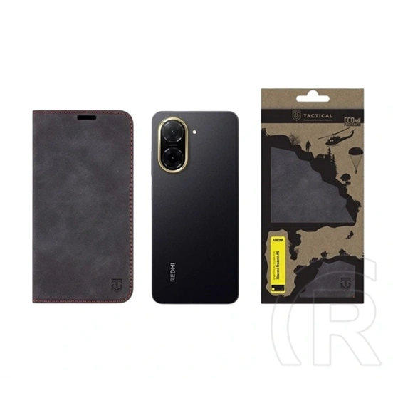 Tactical Redmi A5 4G xproof tok álló, bőr hatású (flip, asztali tartó, koptatott bőr minta, prémium) fekete