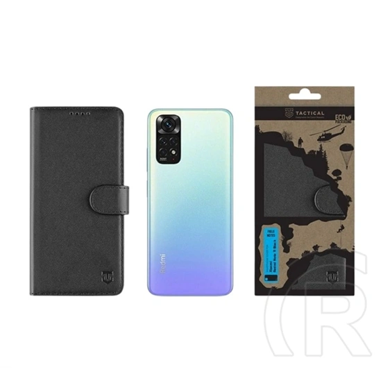 Tactical Redmi Note 11 4G field notes tok álló, bőr hatású (flip, asztali tartó, bankkártya tartó, prémium) fekete