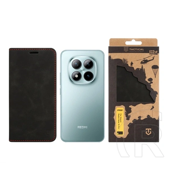 Tactical Redmi Note 15 Pro 5G xproof tok álló, bőr hatású (flip, asztali tartó, koptatott bőr minta, prémium) fekete