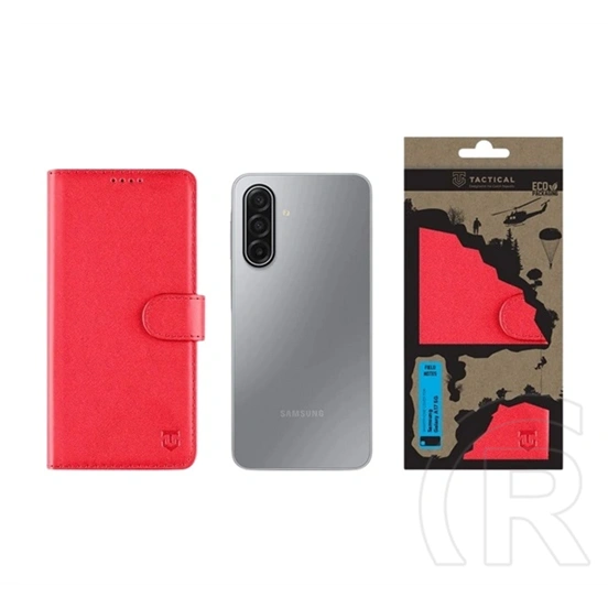 Tactical Samsung A17 4G  field notes tok álló, bőr hatású (flip, asztali tartó, bankkártya tartó, prémium) piros