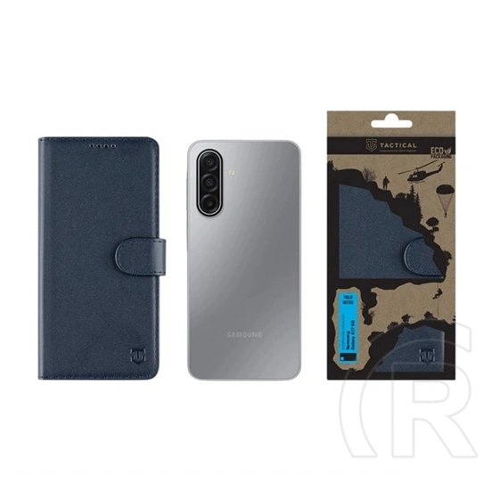 Tactical Samsung A17 4G  field notes tok álló, bőr hatású (flip, asztali tartó, bankkártya tartó, prémium) sötétkék