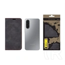 Tactical Samsung A18 5G  xproof tok álló, bőr hatású (flip, asztali tartó, koptatott bőr minta, prémium) fekete