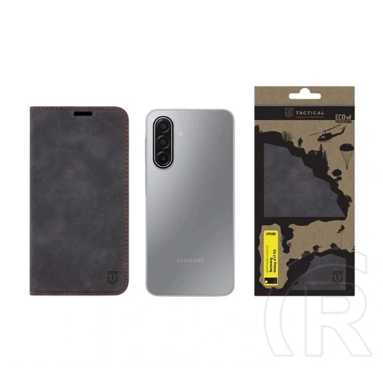 Tactical Samsung A18 5G  xproof tok álló, bőr hatású (flip, asztali tartó, koptatott bőr minta, prémium) fekete