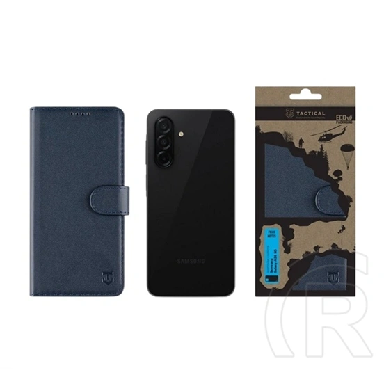 Tactical Samsung A26 5G field notes tok álló, bőr hatású (flip, asztali tartó, bankkártya tartó, prémium) sötétkék