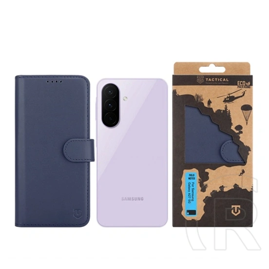 Tactical Samsung A27 5G field notes tok álló, bőr hatású (flip, asztali tartó, bankkártya tartó, prémium) sötétkék