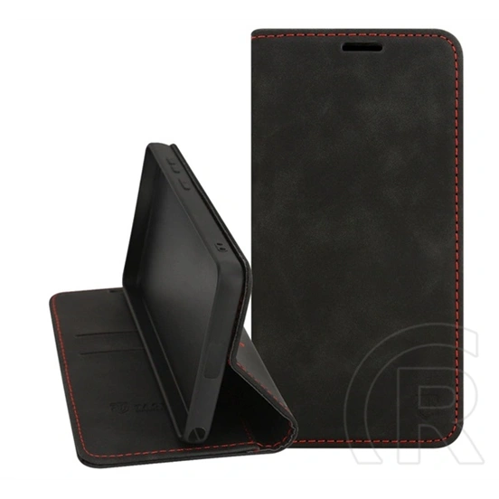 Tactical Samsung A27 5G xproof tok álló, bőr hatású (flip, asztali tartó, koptatott bőr minta, prémium) fekete