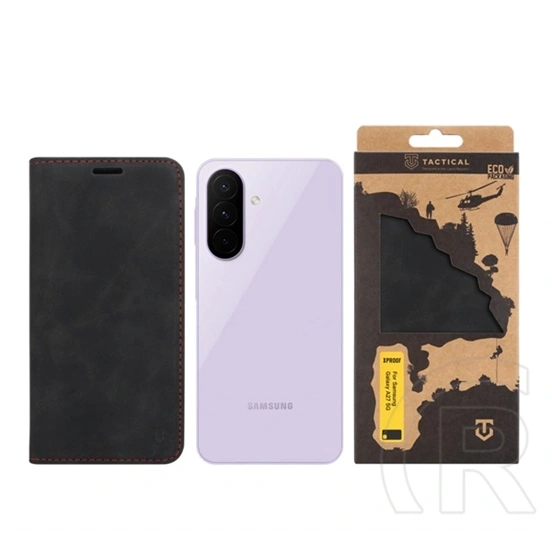 Tactical Samsung A27 5G xproof tok álló, bőr hatású (flip, asztali tartó, koptatott bőr minta, prémium) fekete