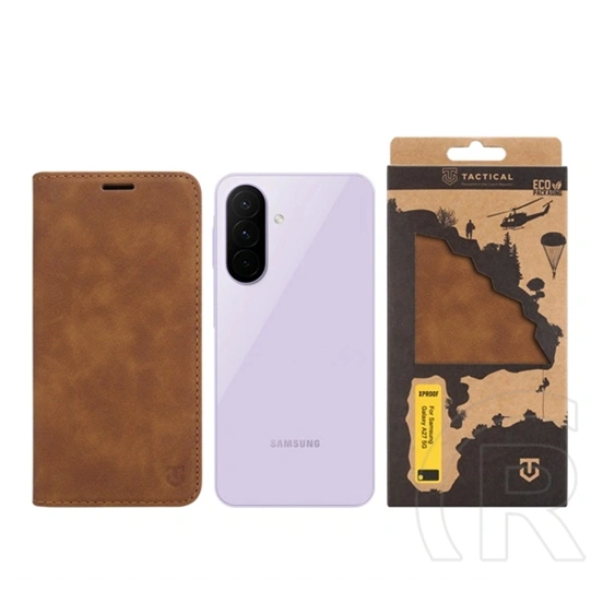 Tactical Samsung A27 5G xproof tok álló, bőr hatású (flip, asztali tartó, koptatott bőr minta, prémium) sötétbarna