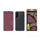 Tactical Samsung A36 5G xproof tok álló, bőr hatású (flip, asztali tartó, koptatott bőr minta, prémium) bordó
