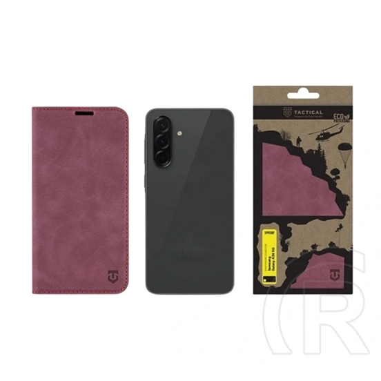 Tactical Samsung A36 5G xproof tok álló, bőr hatású (flip, asztali tartó, koptatott bőr minta, prémium) bordó