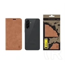 Tactical Samsung A36 5G xproof tok álló, bőr hatású (flip, asztali tartó, koptatott bőr minta, prémium) sötétbarna