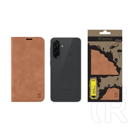 Tactical Samsung A36 5G xproof tok álló, bőr hatású (flip, asztali tartó, koptatott bőr minta, prémium) sötétbarna