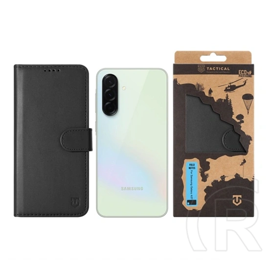 Tactical Samsung A37 5G field notes tok álló, bőr hatású (flip, asztali tartó, bankkártya tartó, prémium) fekete