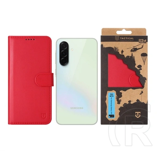 Tactical Samsung A37 5G field notes tok álló, bőr hatású (flip, asztali tartó, bankkártya tartó, prémium) piros