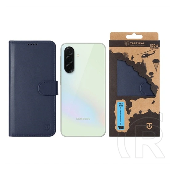 Tactical Samsung A37 5G field notes tok álló, bőr hatású (flip, asztali tartó, bankkártya tartó, prémium) sötétkék