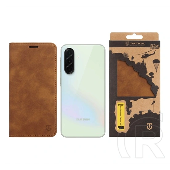 Tactical Samsung A37 5G xproof tok álló, bőr hatású (flip, asztali tartó, koptatott bőr minta, prémium) sötétbarna