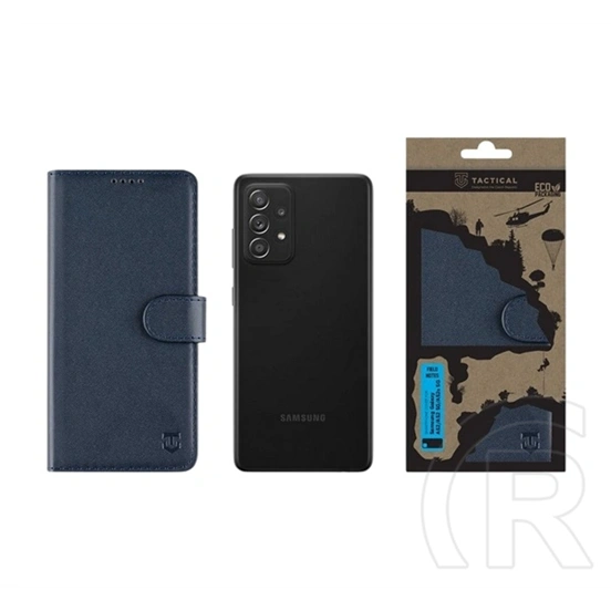 Tactical Samsung A52s 5G  field notes tok álló, bőr hatású (flip, asztali tartó, bankkártya tartó, prémium) sötétkék