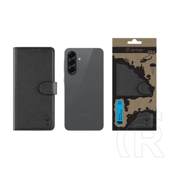 Tactical Samsung A56 5G field notes tok álló, bőr hatású (flip, asztali tartó, bankkártya tartó, prémium) fekete