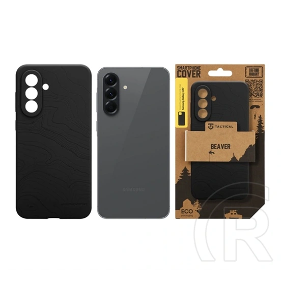 Tactical Samsung A57 5G beaver szilikon telefonvédő (mikrofiber plüss belső, matt, topográfiai minta) fekete