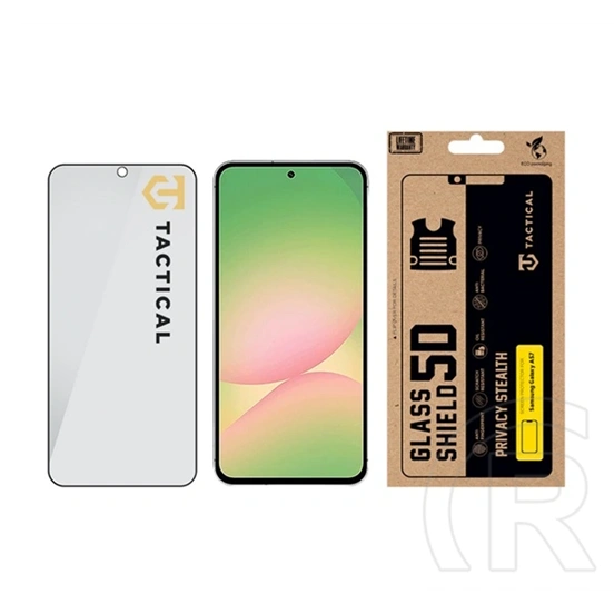 Tactical Samsung A57 5G glass shield privacy stealth 5d képernyővédő üveg (5d, 0.33mm, 9h, betekintés védelem) fekete