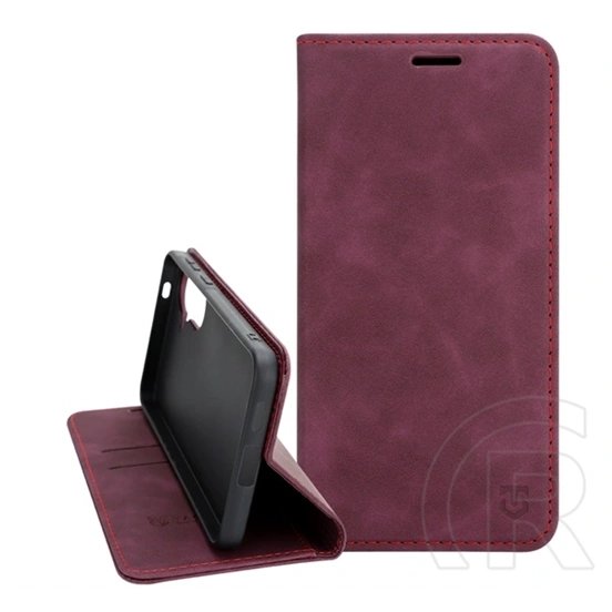 Tactical Samsung A57 5G xproof tok álló, bőr hatású (flip, asztali tartó, koptatott bőr minta, prémium) piros