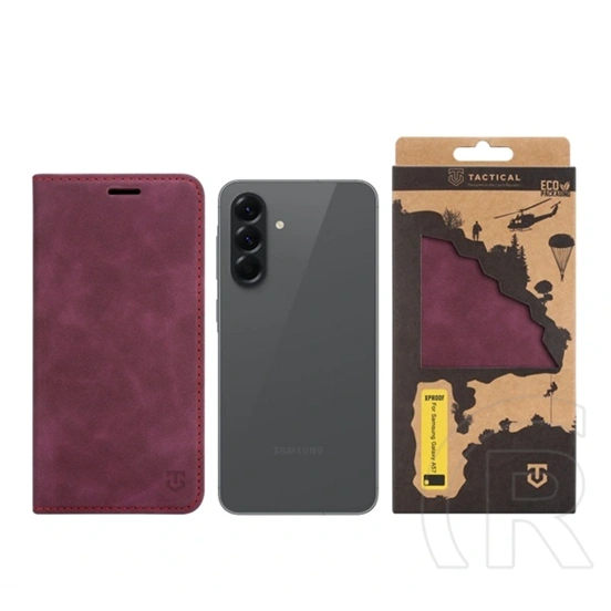 Tactical Samsung A57 5G xproof tok álló, bőr hatású (flip, asztali tartó, koptatott bőr minta, prémium) piros