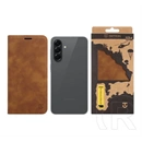 Tactical Samsung A57 5G xproof tok álló, bőr hatású (flip, asztali tartó, koptatott bőr minta, prémium) sötétbarna