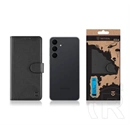 Tactical Samsung S25 FE field notes tok álló, bőr hatású (flip, asztali tartó, bankkártya tartó, prémium) fekete