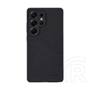 Tactical Samsung S25 Ultra beaver szilikon telefonvédő (mikrofiber plüss belső, matt, topográfiai minta) fekete