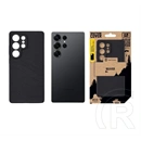 Tactical Samsung S25 Ultra beaver szilikon telefonvédő (mikrofiber plüss belső, matt, topográfiai minta) fekete