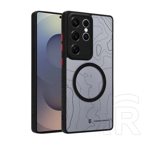 Tactical Samsung S25 Ultra magforce warthog szilikon védő (erős ütésálló, topográfiai minta, magsafe) fekete