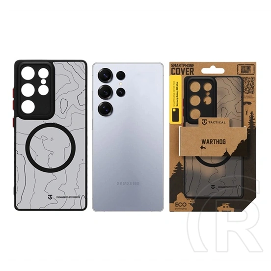 Tactical Samsung S25 Ultra magforce warthog szilikon védő (erős ütésálló, topográfiai minta, magsafe) fekete