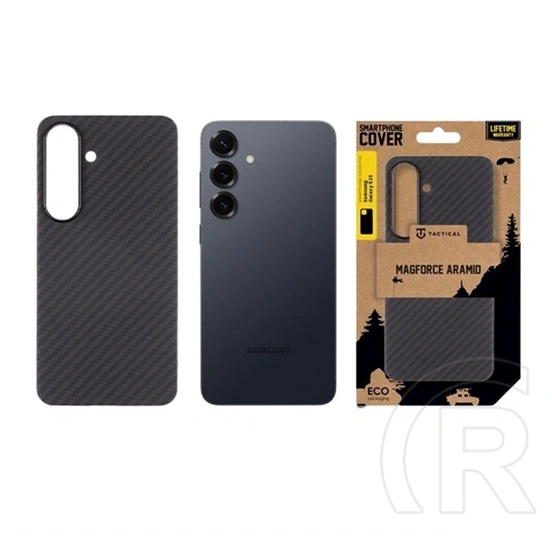 Tactical Samsung S25 magforce aramid szilikon telefonvédő (ultravékony, aramid bevonat, magsafe, karbon minta) fekete