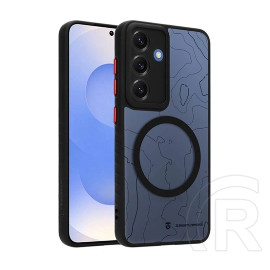 Tactical Samsung S25 magforce warthog szilikon védő (erős ütésálló, átlátszó hátlap, topográfiai minta, magsafe) fekete