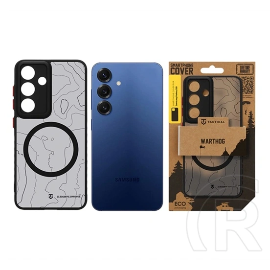 Tactical Samsung S25 magforce warthog szilikon védő (erős ütésálló, átlátszó hátlap, topográfiai minta, magsafe) fekete