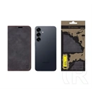 Tactical Samsung S25 xproof tok álló, bőr hatású (flip, asztali tartó, koptatott bőr minta, prémium) fekete