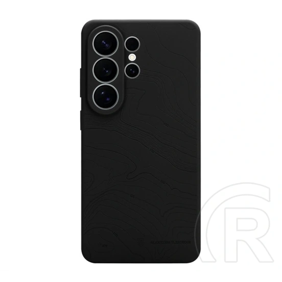 Tactical Samsung S26 Ultra beaver szilikon telefonvédő (mikrofiber plüss belső, matt, topográfiai minta) fekete