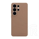 Tactical Samsung S26 Ultra beaver szilikon telefonvédő (mikrofiber plüss belső, matt, topográfiai minta) sötétbarna