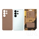 Tactical Samsung S26 Ultra beaver szilikon telefonvédő (mikrofiber plüss belső, matt, topográfiai minta) sötétbarna