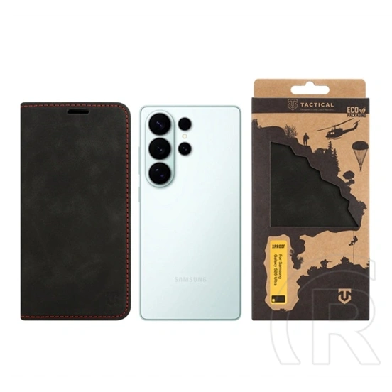Tactical Samsung S26 Ultra xproof tok álló, bőr hatású (flip, asztali tartó, koptatott bőr minta, prémium) fekete