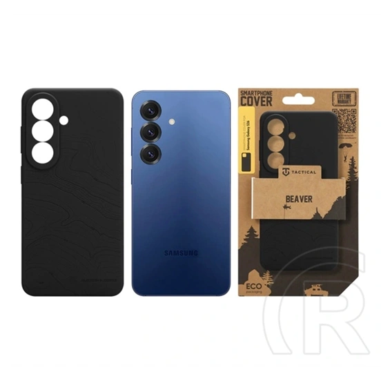 Tactical Samsung S26 beaver szilikon telefonvédő (mikrofiber plüss belső, matt, topográfiai minta) fekete
