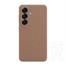 Tactical Samsung S26 beaver szilikon telefonvédő (mikrofiber plüss belső, matt, topográfiai minta) sötétbarna